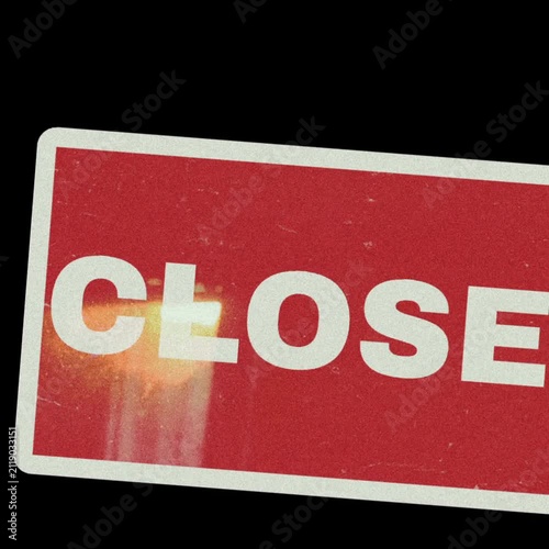 Animated retro red sign featuring bold white 
