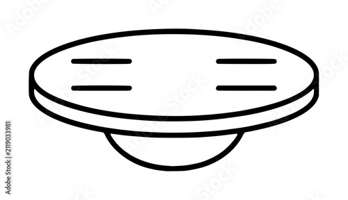 Foto Hand drawn black line wobble board balance trainer vector icon illustration for