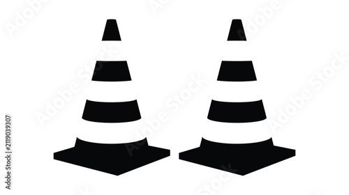 Cone vector icon traffic construction safety barrier