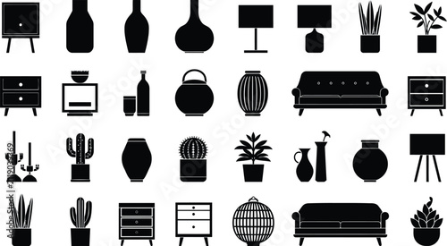 Furniture vector illustration collection of home items