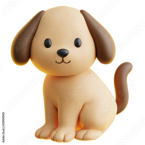 Cute Puppy Dog Character 3D Illustration