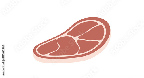 Canvastavla Stylized cut of red meat showing muscle and fat marbling on white