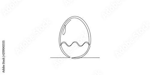 Continuous single line drawing of a cracked egg