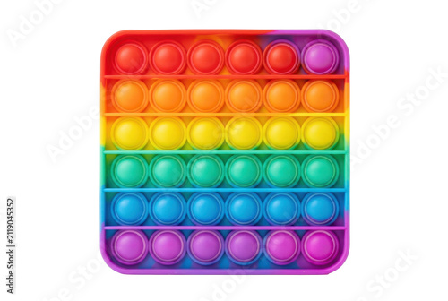 Colorful rainbow square silicone pop-it fidget toy.