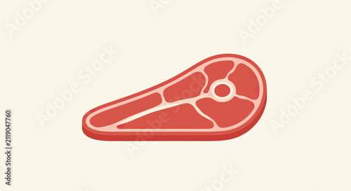 Fotografía Flat illustration of a single raw steak with visible marbling and a bone