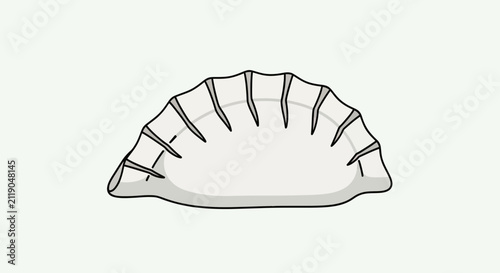 A simple line drawing of a crescent-shaped pastry with crimped edges