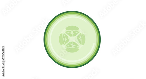 Фотография Crisp green cucumber slice with layered skin and visible seeds