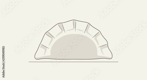 Simple illustration of a half-moon shaped dumpling with crimped edges