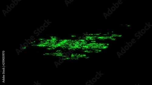 Hacked digital glitch text effect, cyber security warning animation, green matrix style warning overlay