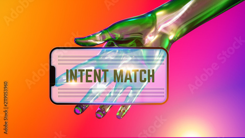 Intent Match Futuristic Customer Intelligence Interface with Personalized Recommendation Concept.