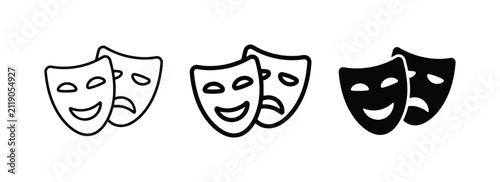 Принти на полотні Comedy and Tragedy Masks, Theater Icons, Performance Symbols, Dramatic Art, Emot