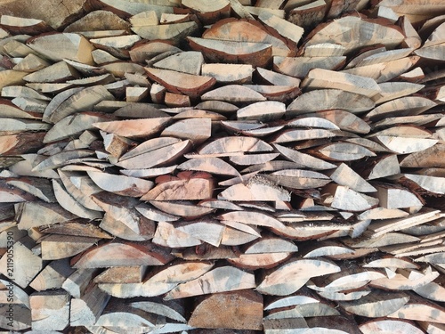 Obraz na płótnie Stacked Pine Firewood Background Texture