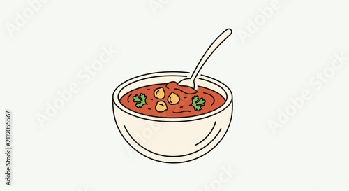 Картината върху платно Stylized bowl of hearty chickpea curry with a spoon