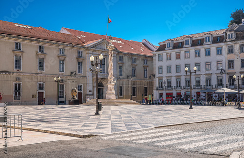 Lisbon City Hall and Municipal Pillory in Praca do Municipio, Lisbon, Portugal