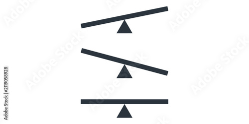 Set of three seesaw balance icons showing different levels