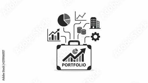 A portfolio briefcase with business growth elements