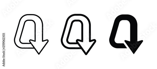 Fotografie U-Turn Arrow Icons: Simple Directional Symbols for Navigation and Reversal, Vect