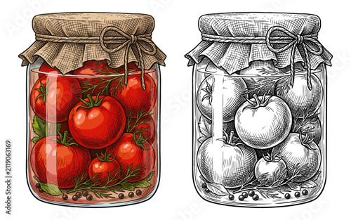 Pickled tomato glass jar preserve canned vegetable food set