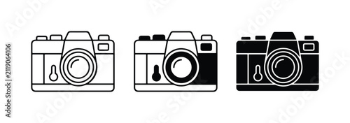 Vintage Camera Icons Set, Retro Photography Equipment, Classic Film Camera Graphics