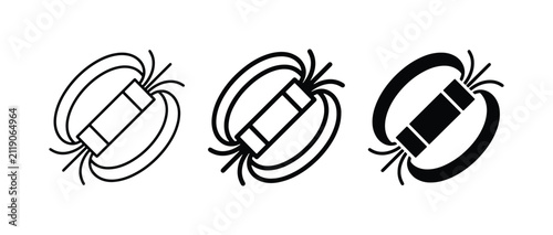 Foto Magnetism Icons Set: Magnetic Field Lines, Bar Magnet, Polarity, Physics Symbols