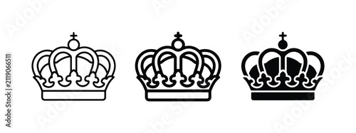 Royal Crown Icons, Regal Symbol Set, Monarch Emblem Collection, Royalty Graphic Elements
