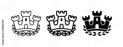 Castle Crest Icons, Royal Emblems, Fortress Badges, Heraldic Symbols, Medieval Architecture Motifs, Set of 3 Vector Graphics