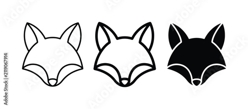 Minimalist Fox Head Icons, Simple Animal Graphics, Black and White Vector Art, Woodland Creature Set