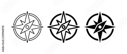 Compass Icons Set: Navigation Symbols, Directional Tools, and Marine Instruments for Travel and Exploration