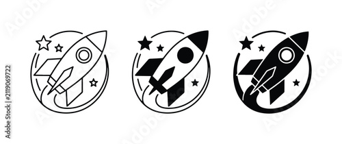 Rocket Ship Icons: Launch, Space Exploration, and Startup Concepts