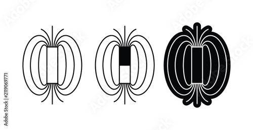 Фотография Magnetic Field Lines Vector Icons, Physics Science Concepts, Electromagnetism Di
