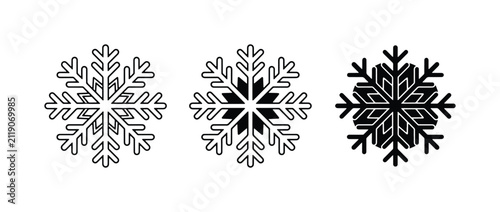 Fotografía Snowflake Icons Set: Winter Graphics, Cold Weather Symbols, Frozen Elements, Ice