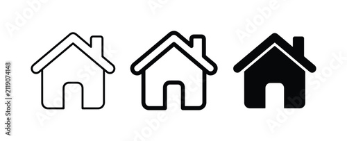 House Icons Set, Simple Home Symbols, Outline and Solid Styles, Vector Graphics for Real Estate and Navigation