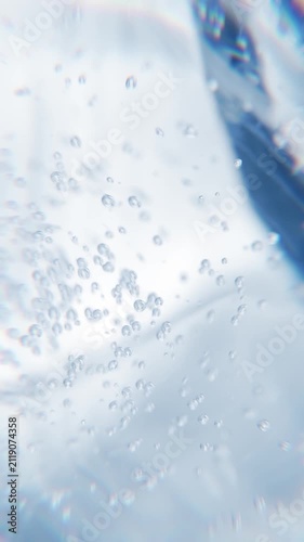 Cosmetics blue serum liquid bubble 3d abstract background. Cosmetic moisturizer essence gel. Collagen fluid bubble molecule. Moisturizing cream or oil for personal health care and beauty skin concept