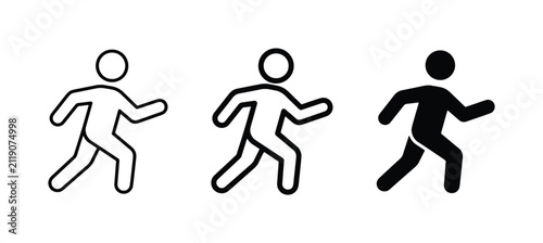 Running Man Icons, Silhouette and Outline Figures, Motion and Activity Symbols, Vector Graphics for Fitness and Sports