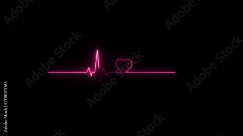 Animation of love heartbeat animation. Neon Heartbeat Pulse icon concept.  4k video