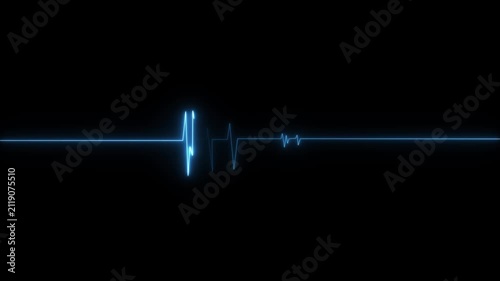 Abstract neon heartbeat signal icon animation black background. Neon Heartbeat Pulse icon concept
