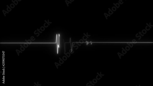 Abstract neon heartbeat signal icon animation black background. Neon Heartbeat Pulse icon  concept.  4k video