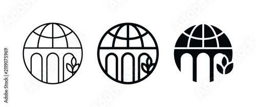 Global Eco-Architecture Icons, Sustainable Building Symbols, Green Development Logos, Earth Architecture Graphics, Environmental Design Elements