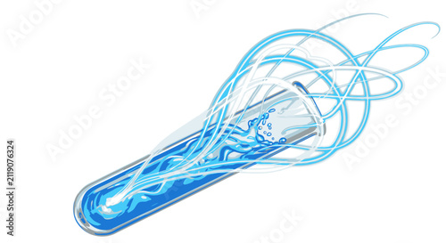 Electric blue swirling light bulb with glowing effect