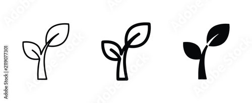 Sprout Icons: Growth, New Beginnings, and Nature Concepts. Set of 3 Simple Seedling Vector Graphics for Eco-Friendly Projects