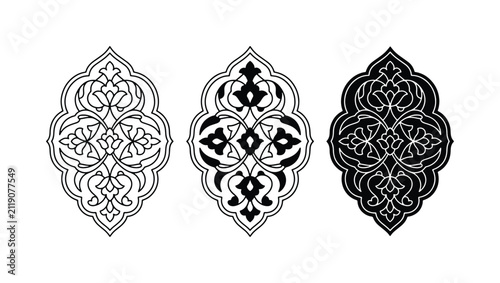 Ornate Islamic Geometric Patterns, Decorative Arabesque Motifs, Vector Ornaments for Cultural Design