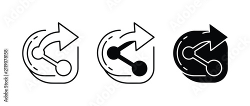 Share Icon Set, Social Media Sharing Symbol, Network Connection Vector Graphics