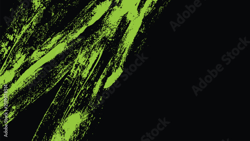 A black background with irregular, diagonal brushstrokes of glowing green.