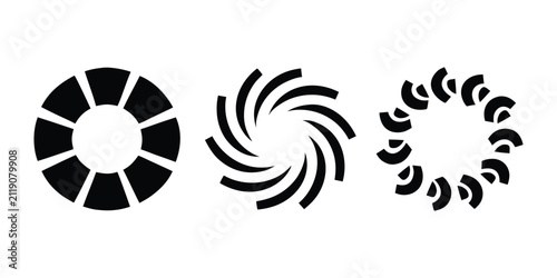 Loading spinner icon set with abstract circular progress symbols