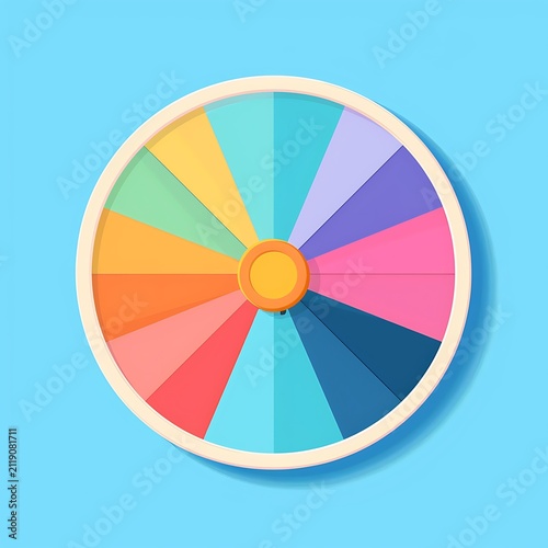 Colorful Fortune Wheel Illustration with a Blue Background, Perfect for Games and Interactive Applications.