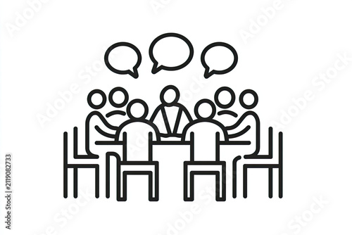 Job interview linear icon. Discussion. Thin line illustration. Business talk contour symbol. 