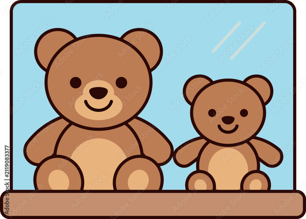 Fototapeta premium teddy bear couple shelf clipart vector shape