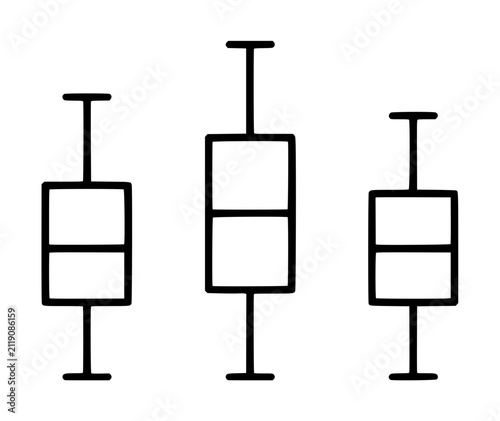 Foto Hand-drawn box plot vector icon illustration featuring three vertical statistica