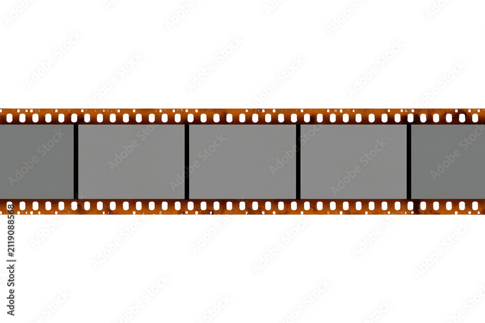 Fototapeta premium Dark brown film strip with six blank panels
