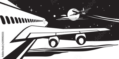 View from passenger airpalne to the sky over the clouds – vector illustration